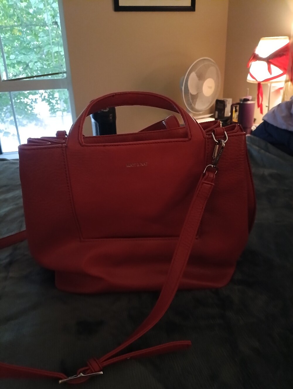Matt & Nat Red Vegan Leather Crossbody Satchel Tote - Like New